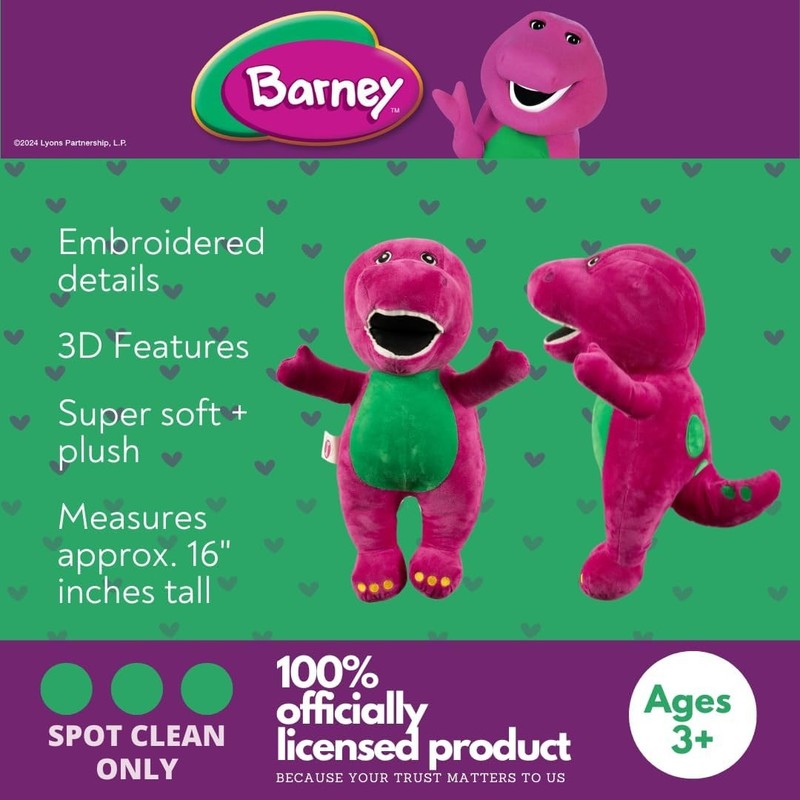 Collectibles Barney Classic Bedding Super Soft Cozy Decorative Pillow, (Official2