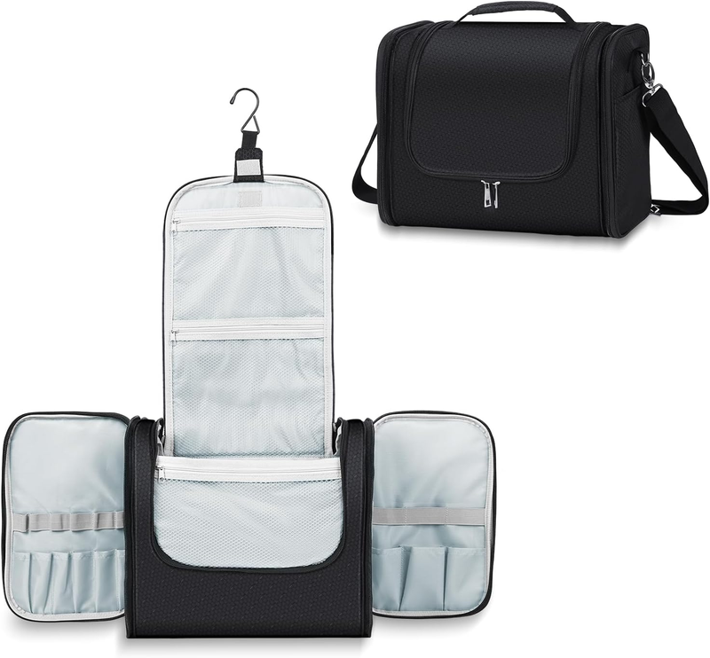 Extra Large Hanging Toiletry Bag Dopp Kit Water-Resistant Black with Strap10