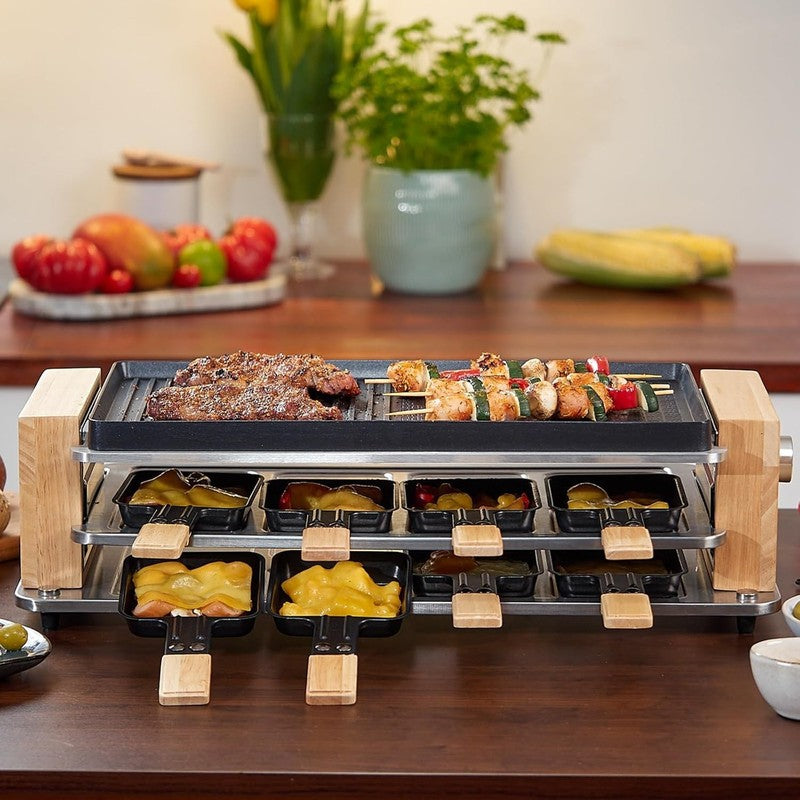 2 in 1 Electric Raclette Table Grill Korean BBQ Nonstick 8 Cheese Pans5