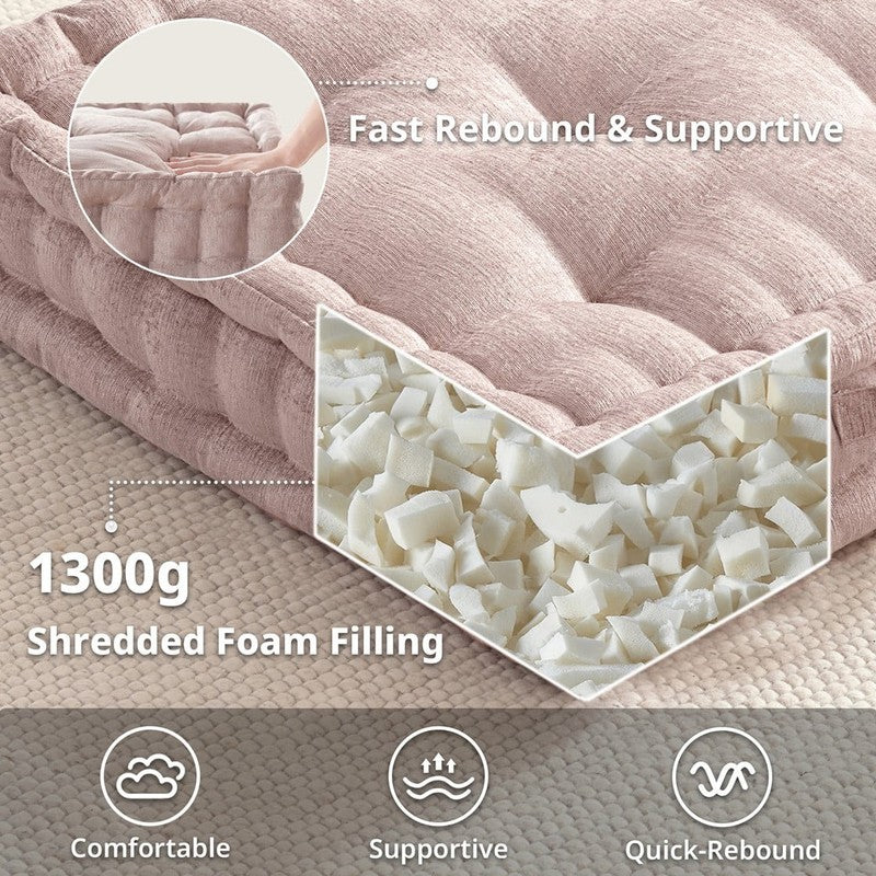 Intelligent Design Tufted Floor Pillow 24"x24" Chenille Meditation Cushion Blush4