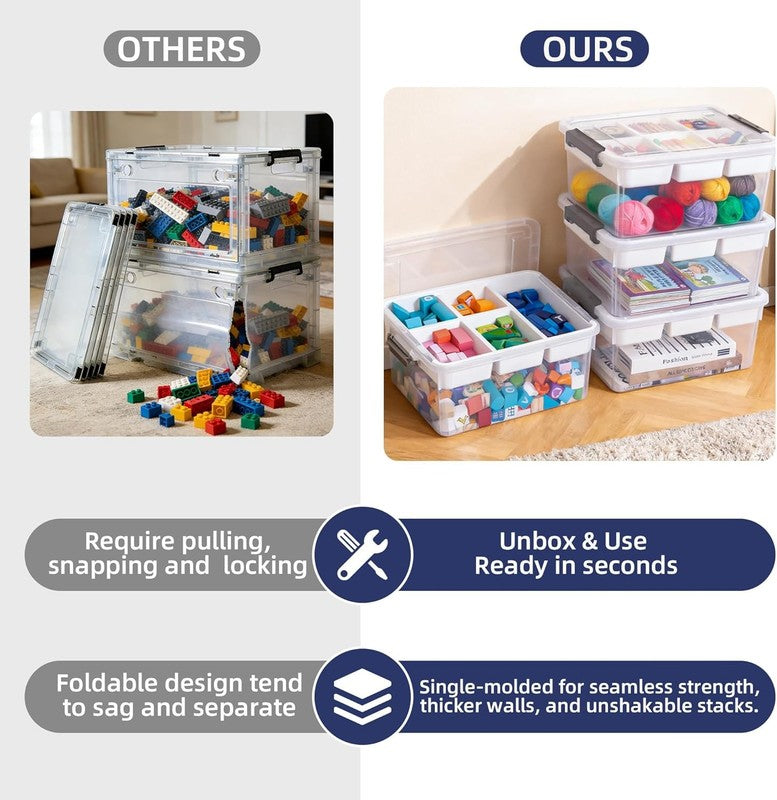 17 QT Clear Plastic Craft Storage Box with Removable Trays & Dividers, Craft Org5