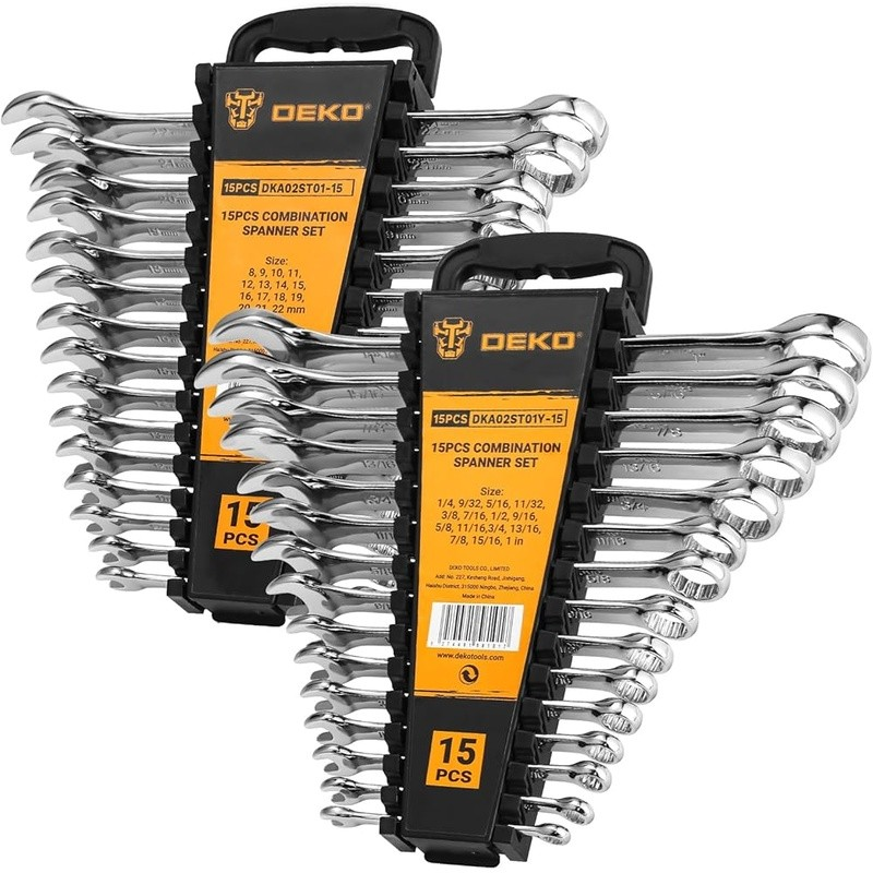 30 Piece Combination Wrench Set Ratcheting Metric SAE Chrome Vanadium Steel New1