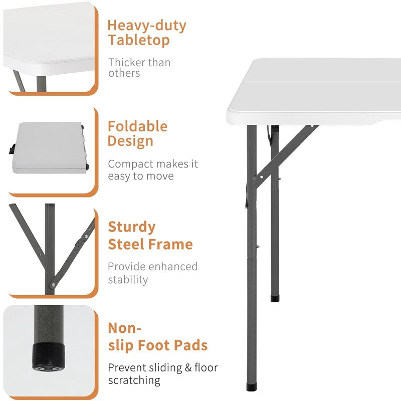 34 Inch Square Folding Card Table Portable Plastic Outdoor Dining Table White4