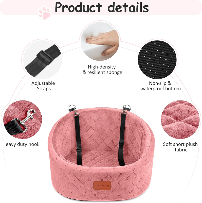 Dog Car Seat for Small Dogs up to 30 Lbs,Ultra Soft Fabric Fill in Comfy Memory 2