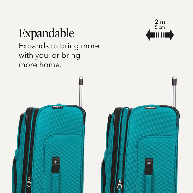 Large Softside Expandable Spinner Luggage Lightweight Travel Suitcase Teal3