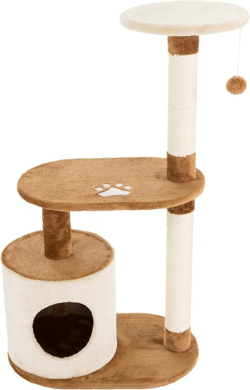 3 Tier Cat Tree Condo with Scratching Posts   37.5" Brown & Tan6