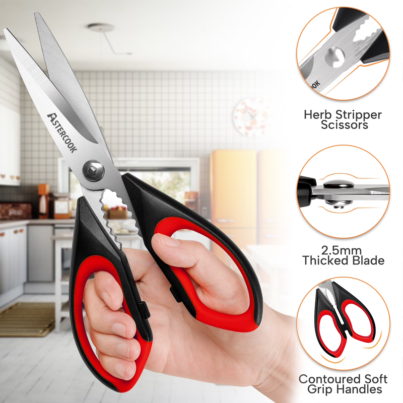 2PCS Kitchen Scissors Heavy Duty Food Shears Serrated Blade Dishwasher Safe2