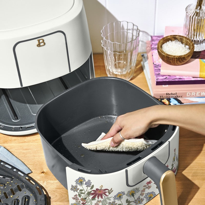 6 Qt Air Fryer w/ Turbocrisp Technology Evergood Ceramic Nonstick White Flower10