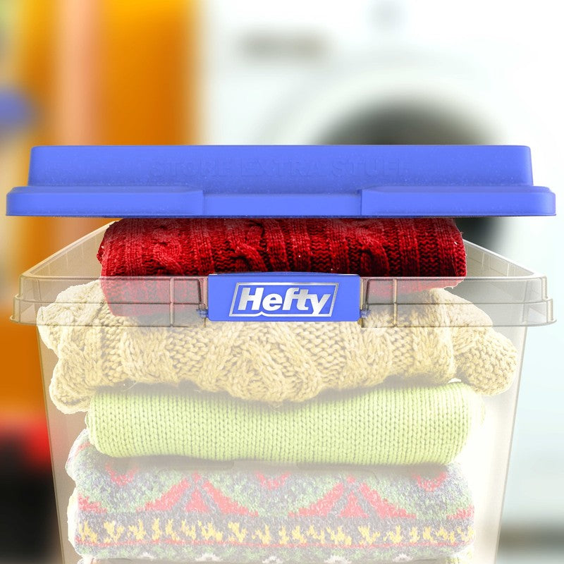 72 Qt. Clear Plastic Storage Bin with Blue HI-RISE Lid, 6 Pack2