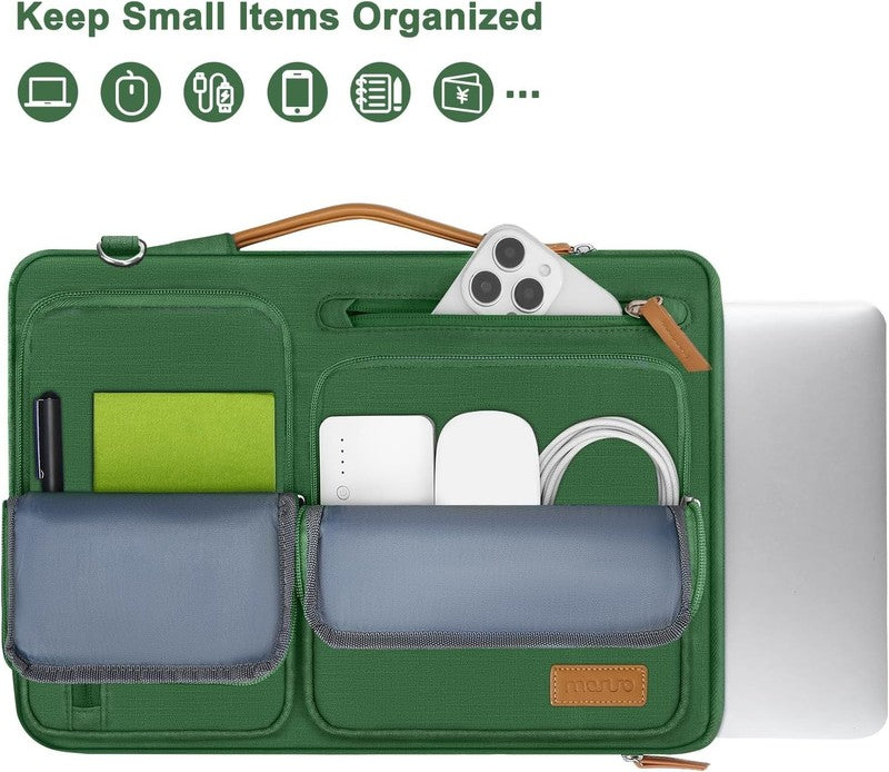 15.6 Inch Laptop Shoulder Bag 360 Protective Messenger 4 Zipper Pockets3