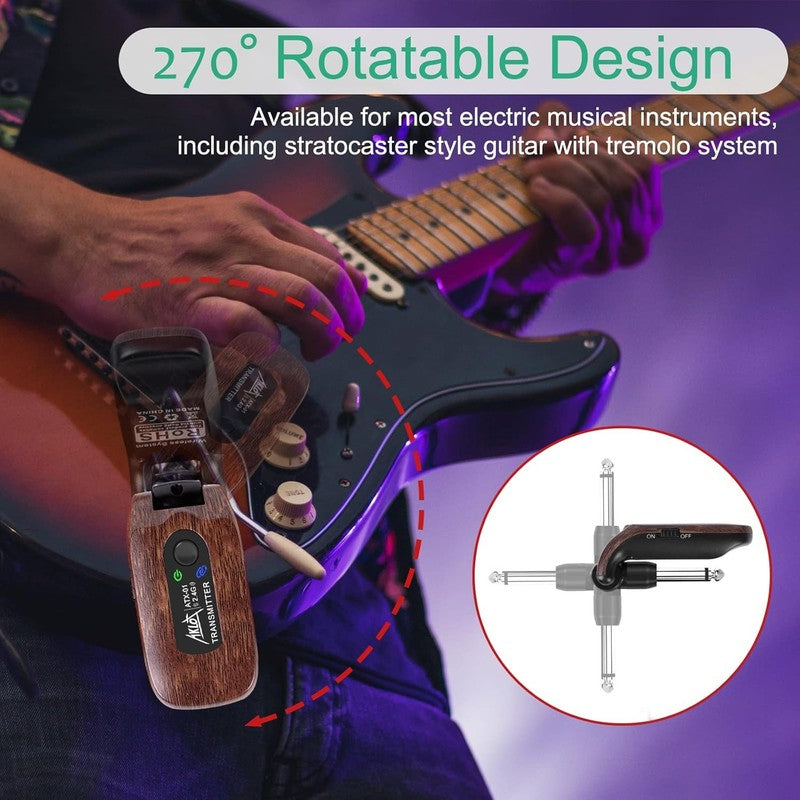 2.4GHz Wireless Guitar System Transmitter Receiver Rechargeable for Guitar/Bass4