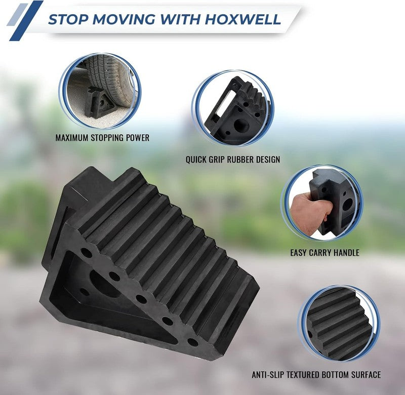 Solid Heavy Duty Rubber Wheel Chocks 4 Packs, Premium Wheel Stopper for Car, Tra2