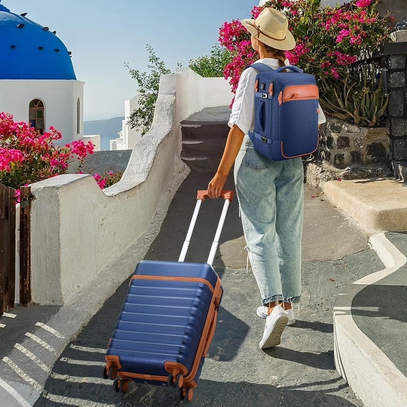 3 Piece Luggage Set 20" Carry On Spinner Hardside Suitcase w/ TSA Lock Blue7