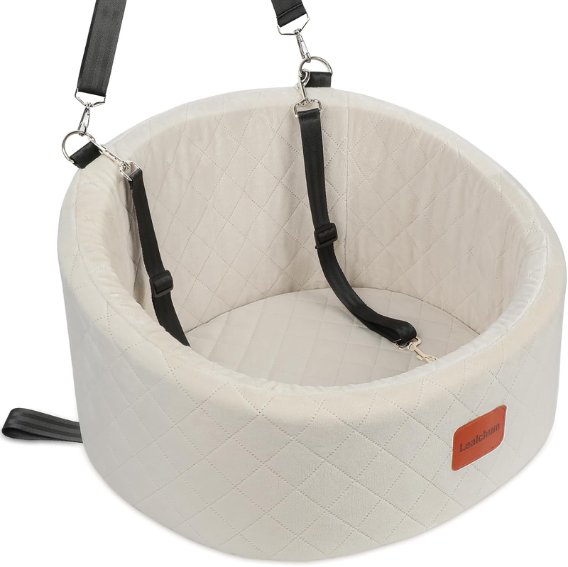 Dog Car Seat Small Dogs up to 30lbs Memory Foam Washable Anti Slip Beige6