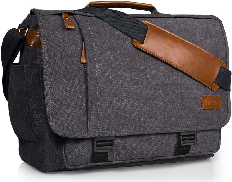 Men's Messenger Bag 17 17.3" Laptop Water Resistant Canvas Shoulder Bag Grey0