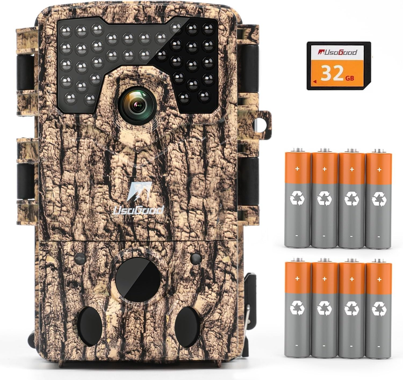 Trail Camera 4K 48MP Game Cam 8 Batteries 32GB Night Vision IP66 120° 2" Screen10