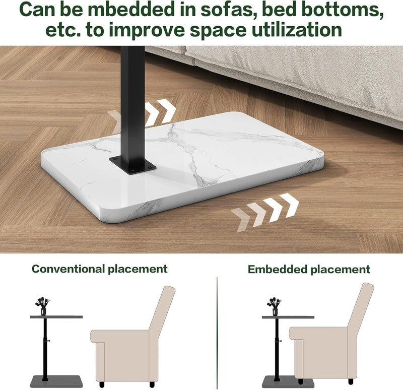 C-Shaped 360° Swivel Adjustable Side Table White & Black Sofa/Bed5
