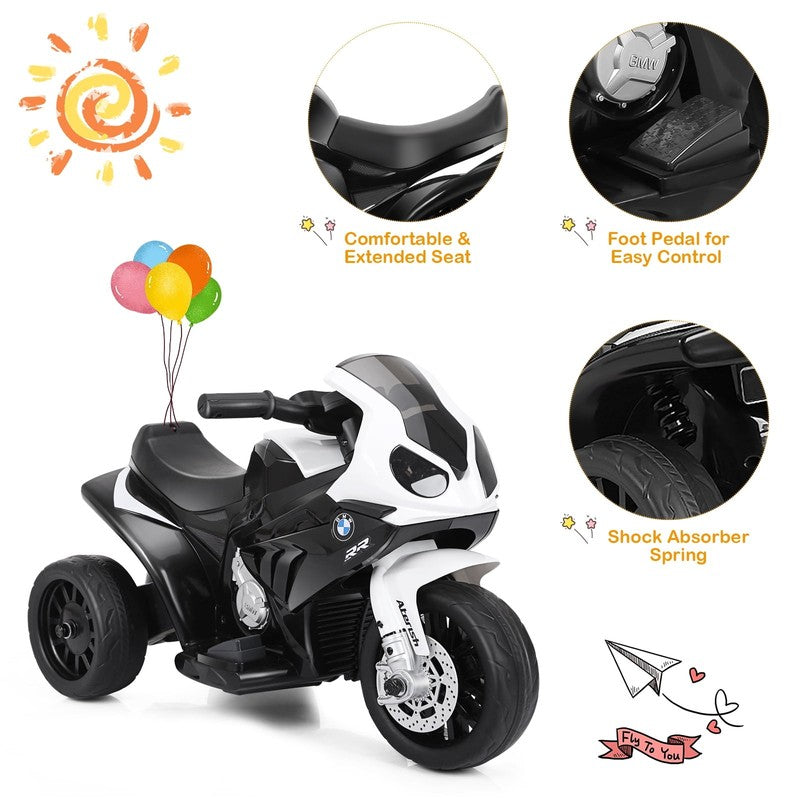 6V Kids Licensed Electric 3-Wheel Motorcycle Ride-On Black with Music & Light5