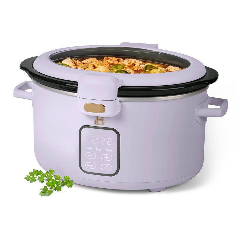 4 Qt Digital Slow Cooker with Hinged Locking Lid, Lavender by Drew Barrymore4