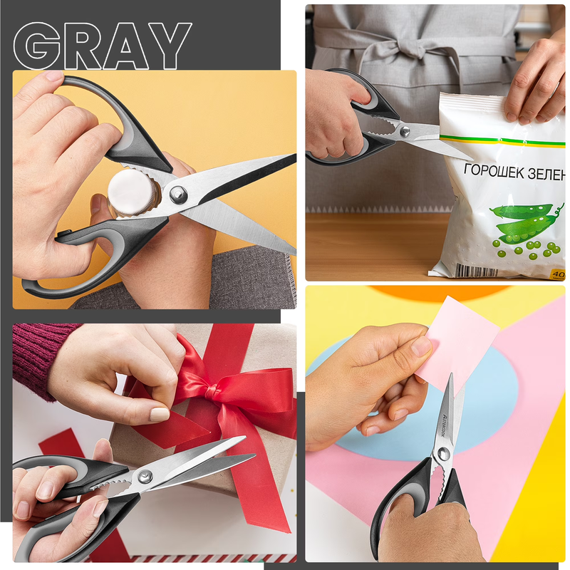 2PCS Kitchen Scissors Heavy Duty Food Shears Serrated Blade Dishwasher Safe7