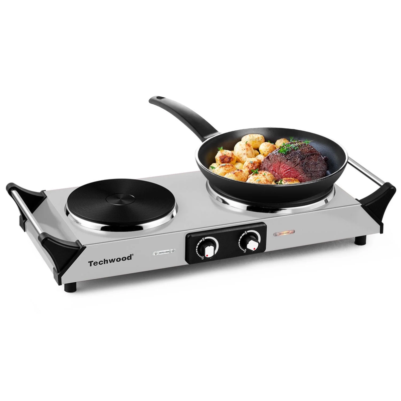 1800W Dual Hot Plate Electric Burner w/ Stay Cool Handles, Silver7
