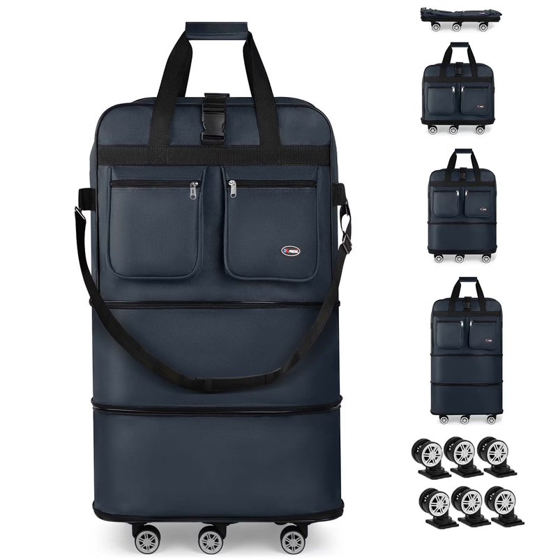 40" Expandable Foldable Luggage Bag,Collapsible Suitcases with Wheels,Rolling Du10