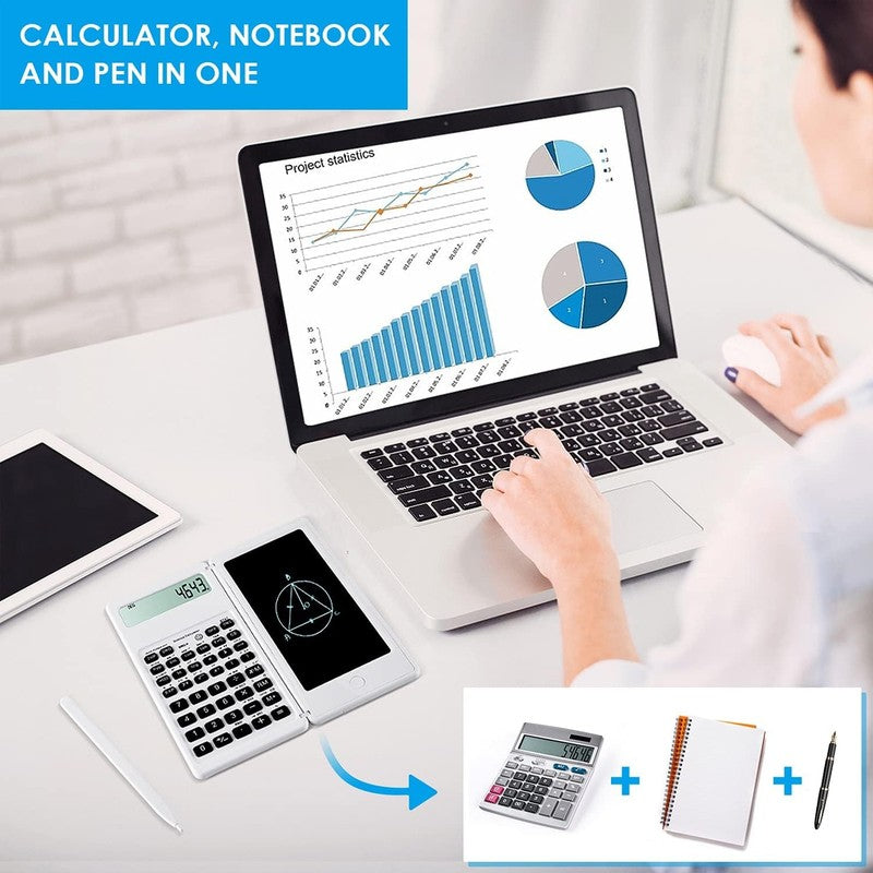 Scientific Calculators for Students, White Math Calculator with Notepad,10-Digit1