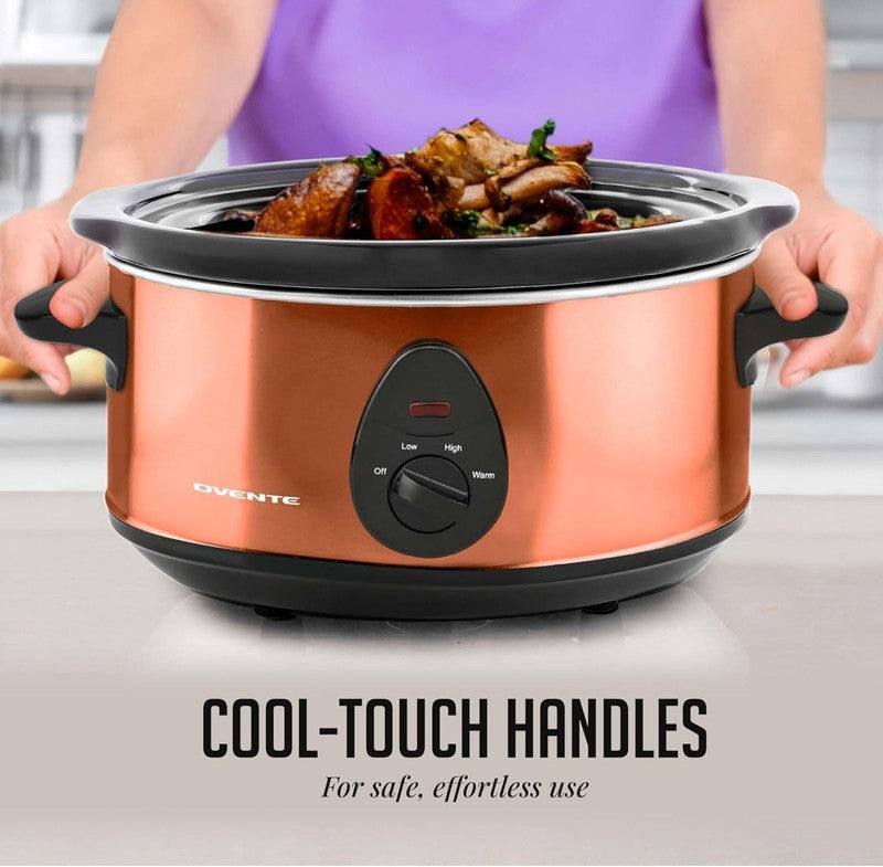 3.7Qt Electric Slow Cooker Stainless Steel Non-Stick Dishwasher Safe Copper6