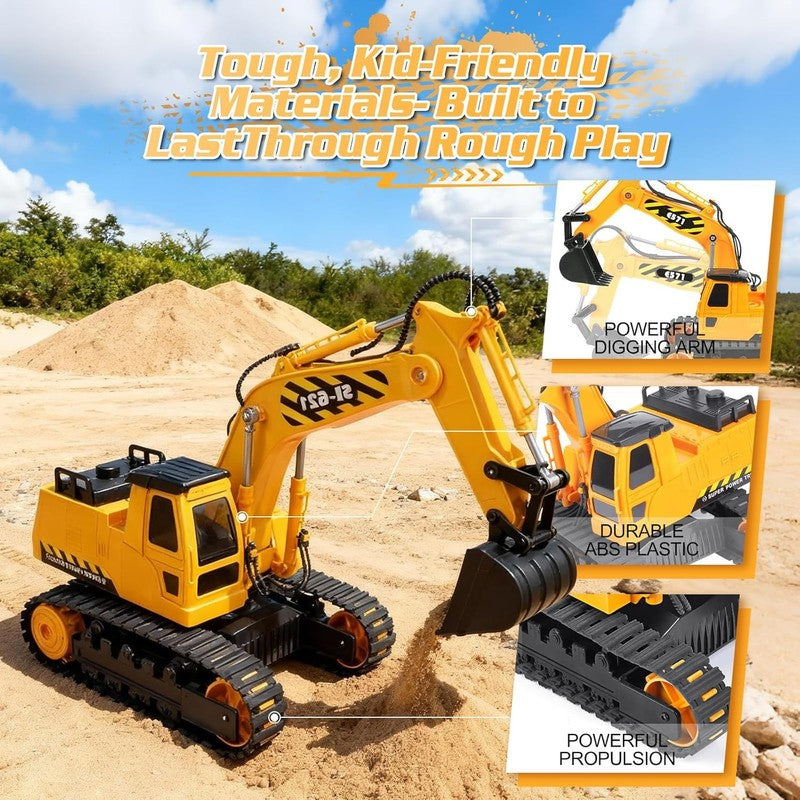 Remote Control Excavator Toy 2 Batteries RC Construction Sandbox Digger 3 14 Yrs2