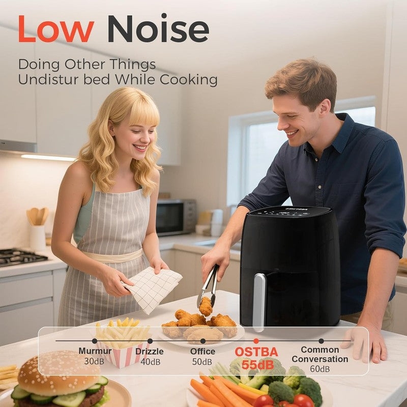 4.5QT Air Fryer, LED Touch, 6 Presets, Nonstick Basket, Oil-Free, Healthy6
