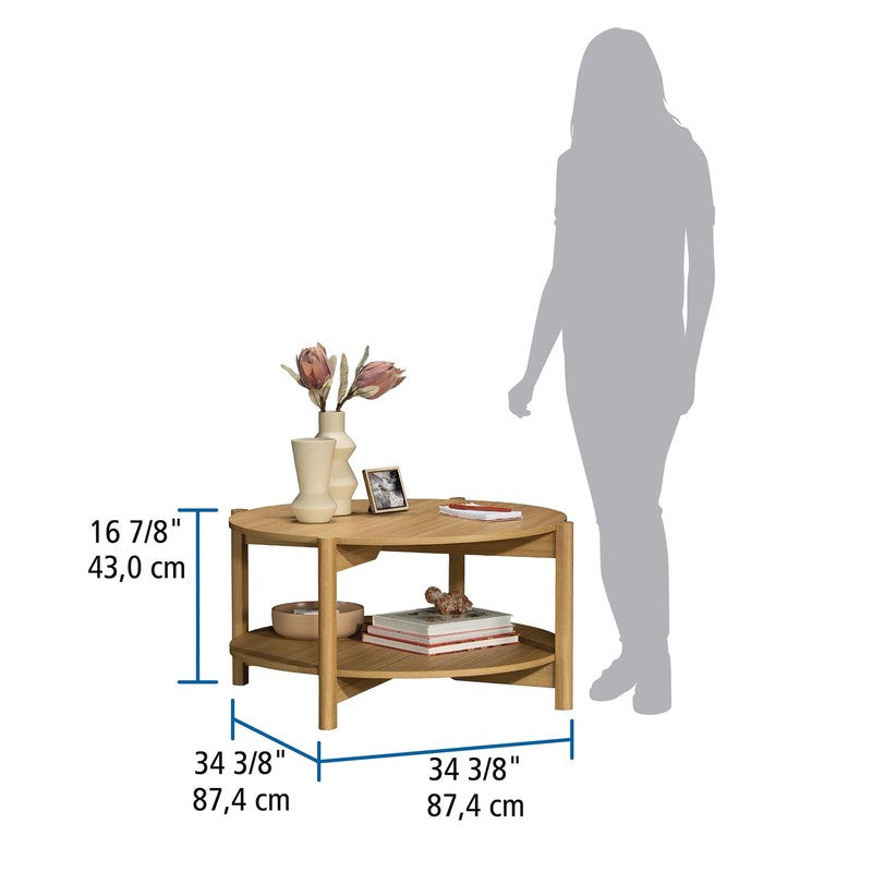 round Modern Dowel Coffee Table, Natural Teak Finish2