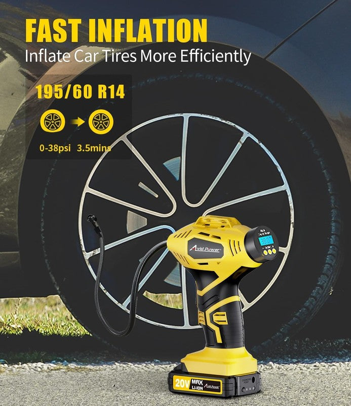 Cordless 20V Tire Inflator Portable Air Compressor w/ Digital Gauge & Adapter1