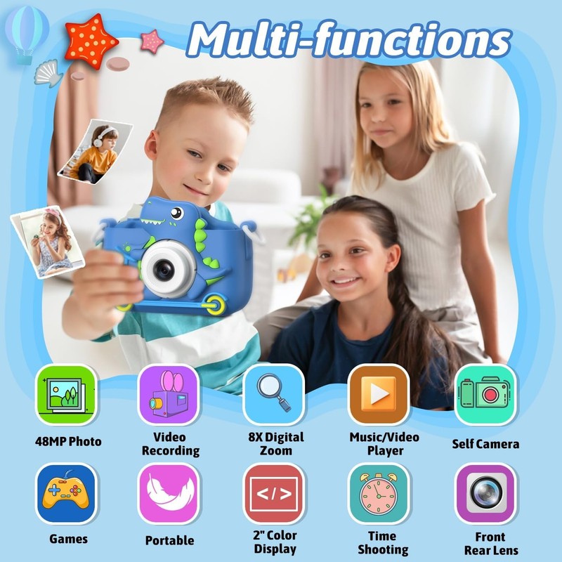 Kids Digital Camera Toy 1080P Video Selfie Gift for Boys & Girls 3 12 Blue1
