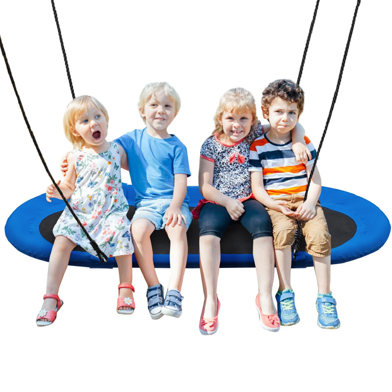 60" Saucer Tree Swing, Adjustable Outdoor Kids Giant Oval Platform, Blue0