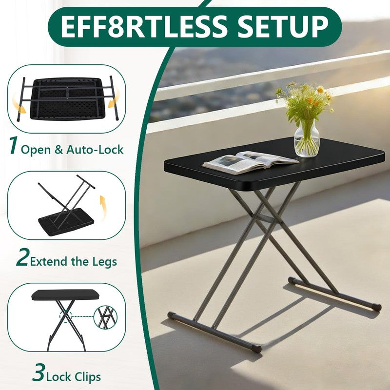 30" Small Camping Folding Table, 22/25/28 Inch Height Adjustment Tv Tray, Practi7
