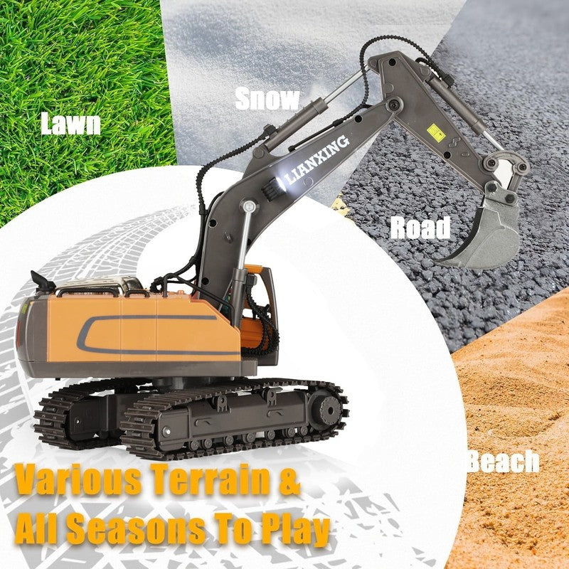 Remote Control Excavator Toys, 680° Rotation Hydraulic Car Toys with Metal Shove2