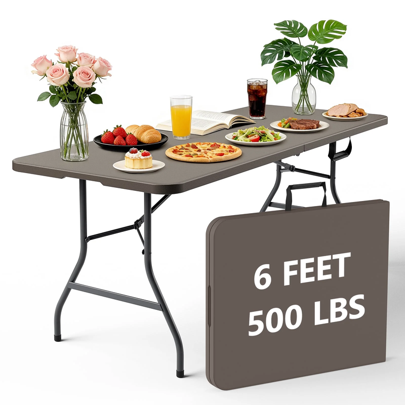 6Ft Folding Table, Portable Camping Table with Handle, Durable and Anti-Fouling10