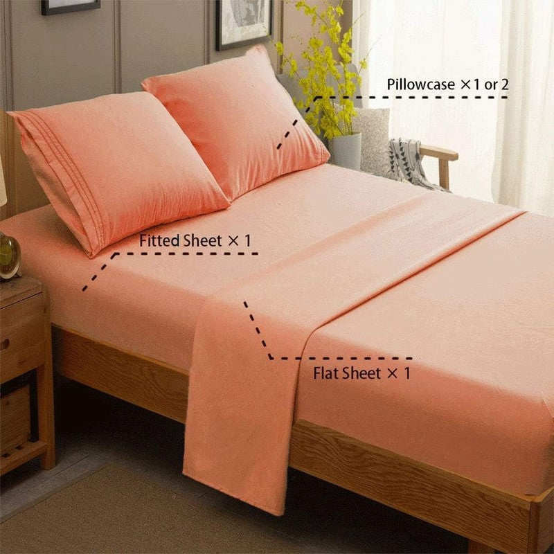 Luxury 1800 Thread Count Microfiber Bed Sheet Set   Coral Queen, 4 Pieces1