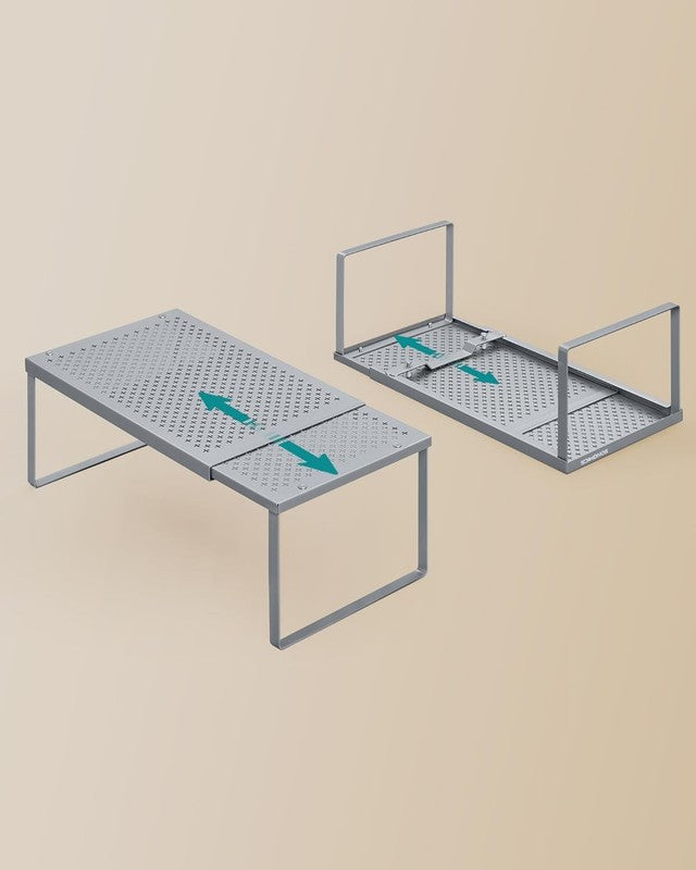 Spice Racks 2 Pack Expandable Kitchen Countertop Shelves Small Organizers Silver6