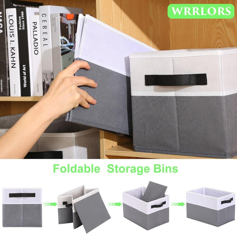 4 Pack Large Fabric Storage Bins with Handles, Collapsible Closet Cubes Grey6
