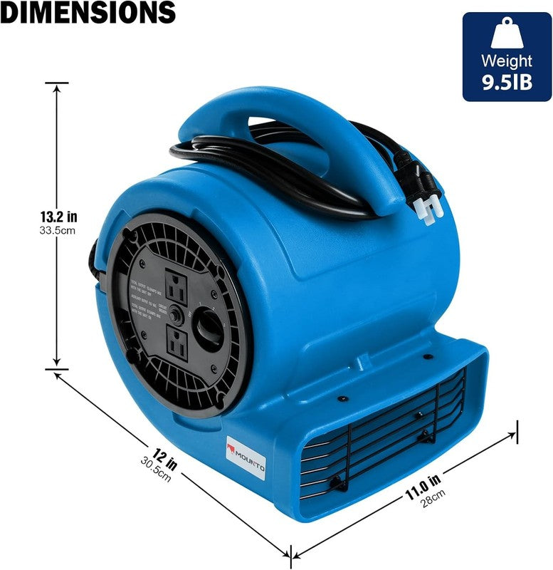 1/5Hp Air Mover 800Cfm Blower Fan Carpet Floor Drying Fan - 3-Speed Compact Air 1