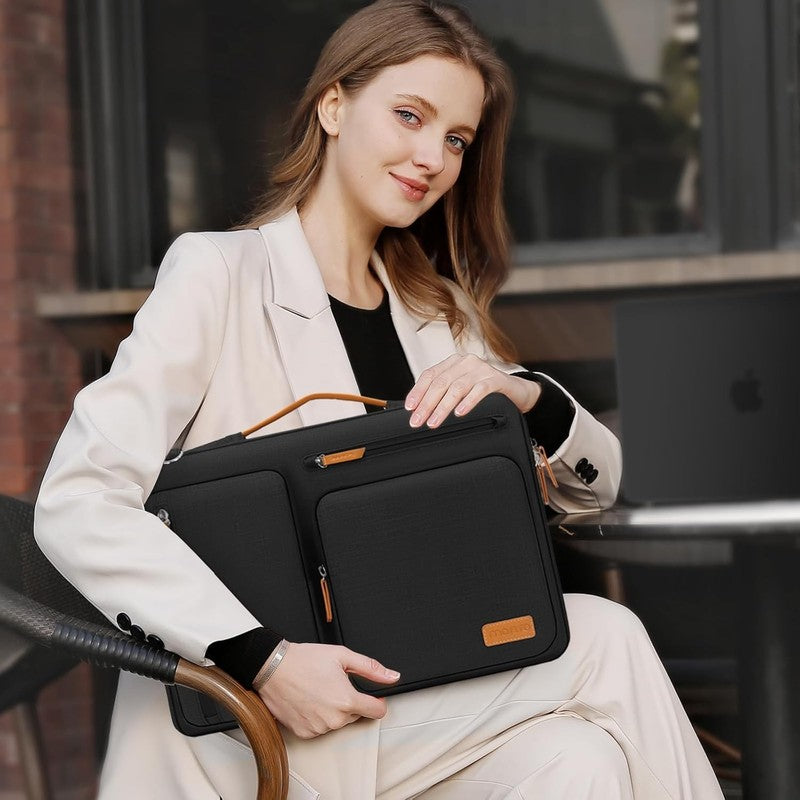 15.6 Inch Laptop Shoulder Bag 360 Protective Messenger 4 Zipper Pockets Black5
