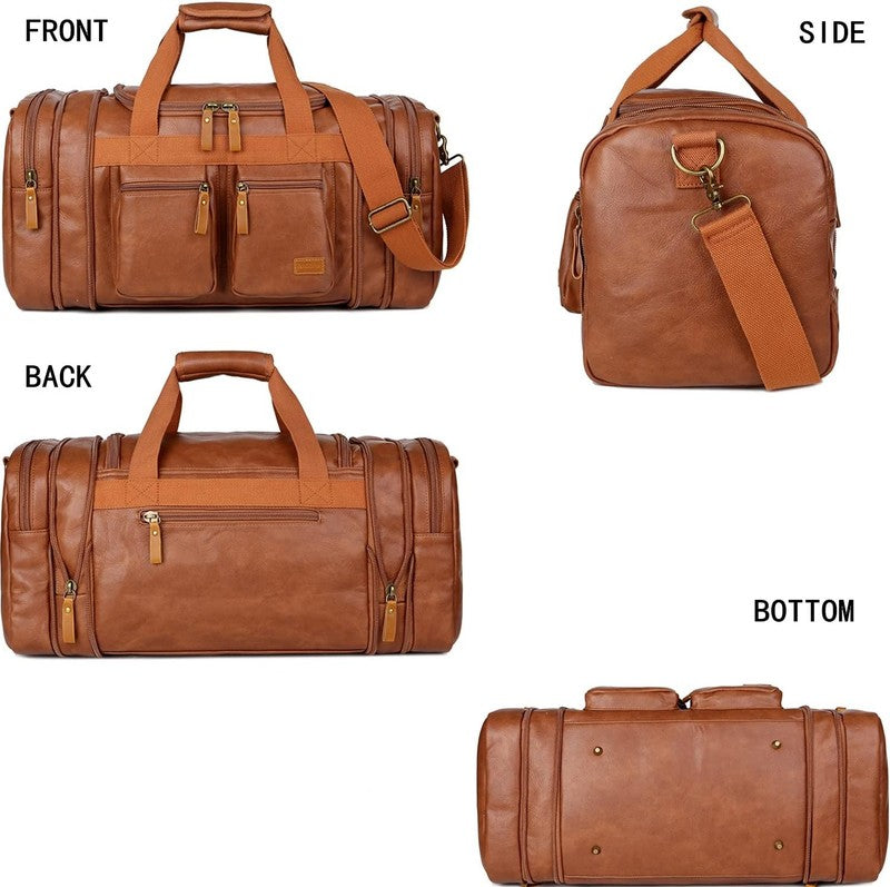 Vegan Leather Travel Duffel Bag Weekender Carry On Overnight Sports Bag HB 212