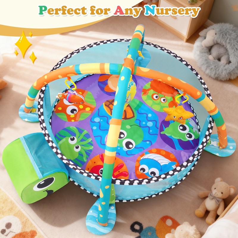 3-In-1 Baby Gym and Play Mat, Baby Activity with Ocean Ball Sensory Toys, 0-36 M3