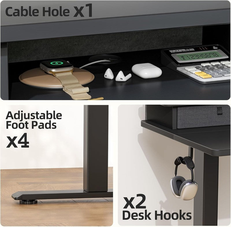 48x24 Standing Desk w/ 2 Drawers Adjustable Electric Sit Stand Black4