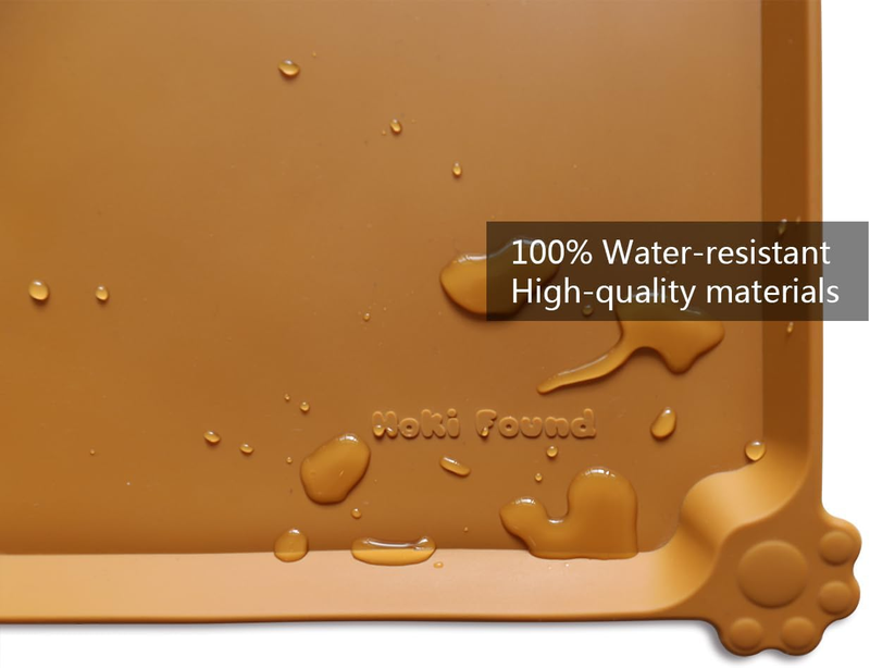 Silicone Pet Feeding Mat Waterproof Dog Cat Bowl Mat Raised Lip Butterscotch2