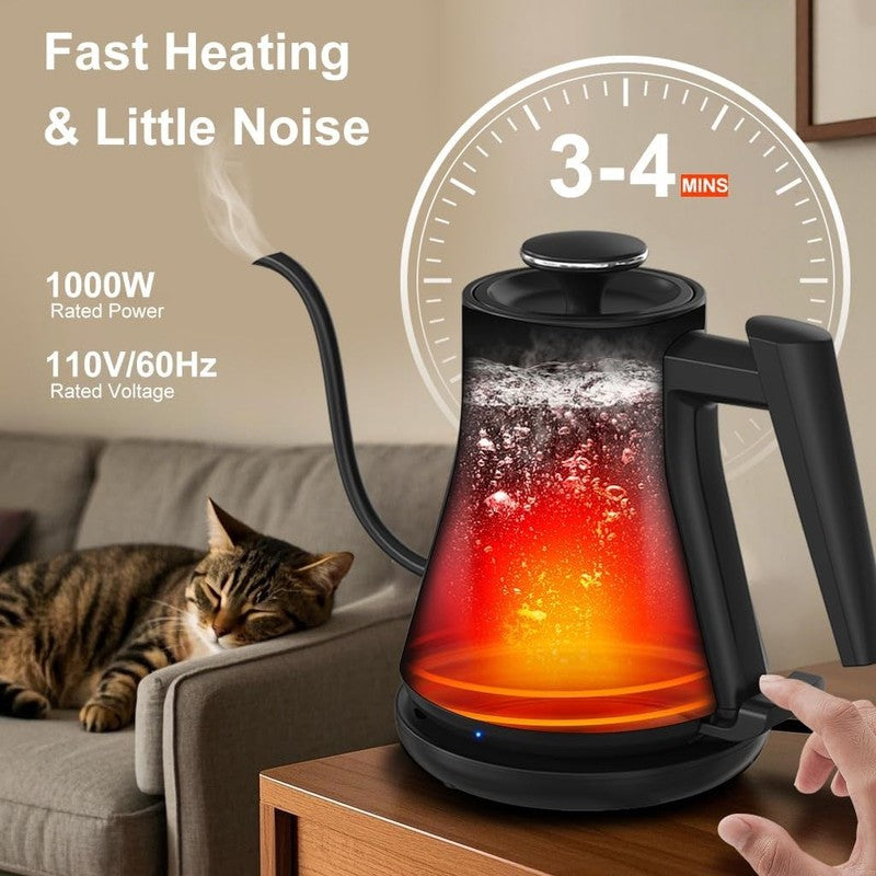 Onlicuf Gooseneck Electric Kettle 0.8L Matte Black Auto Off BPA Free Coffee1