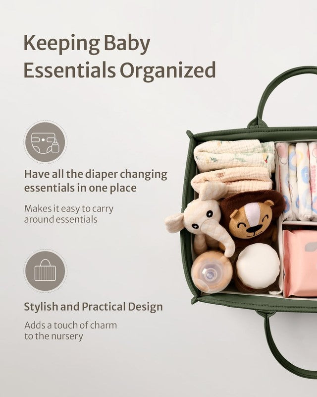 Baby Diaper Caddy Organizer Storage Basket Newborn Essentials Green1