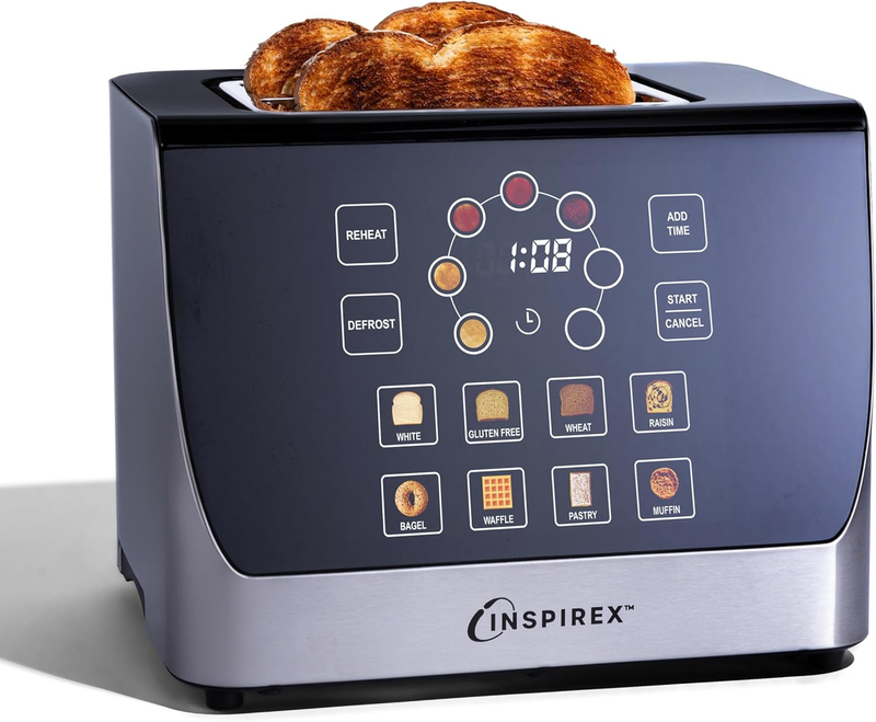 Inspirex Smart Toaster 2-Slice Touchscreen 8 Bread Types 7 Browning Modes SS10