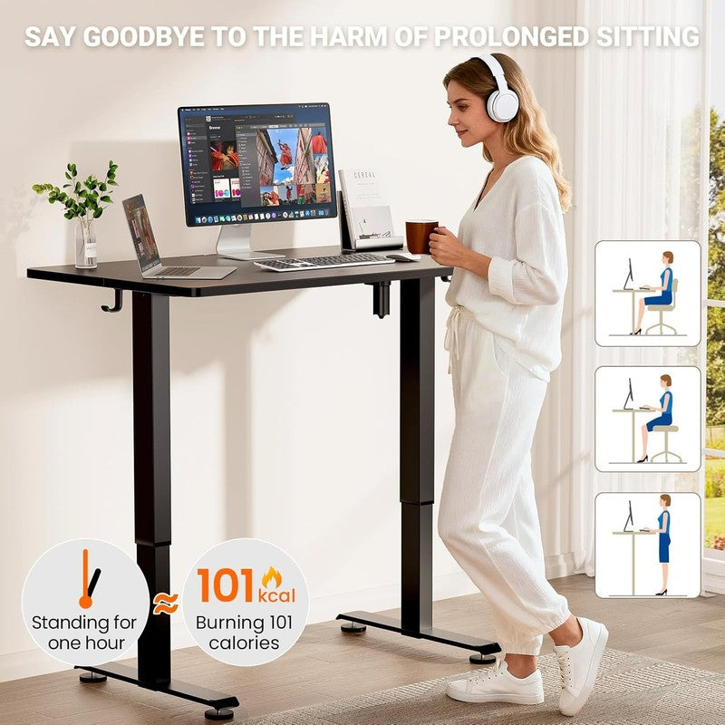 47.2" Adjustable Standing Desk Wood Top Office Table Black6